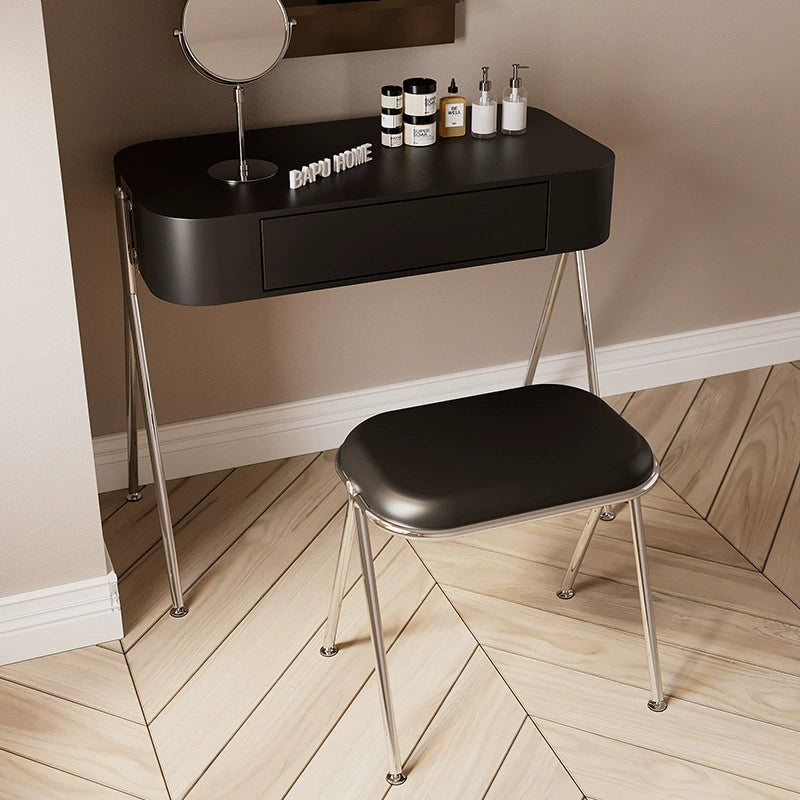 Coiffeuse et tabouret rectangulaires en MDF et acier inoxydable, style moderne minimaliste, à 1 tiroir, pour chambre à coucher 