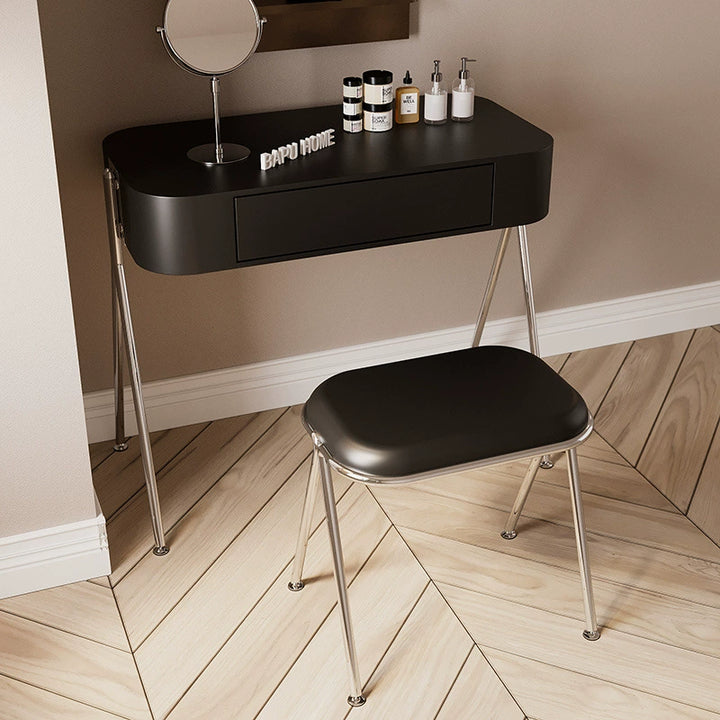 Coiffeuse et tabouret rectangulaires en MDF et acier inoxydable, style moderne minimaliste, à 1 tiroir, pour chambre à coucher 