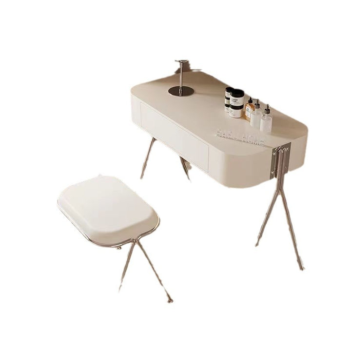 Coiffeuse et tabouret rectangulaires en MDF et acier inoxydable, style moderne minimaliste, à 1 tiroir, pour chambre à coucher 
