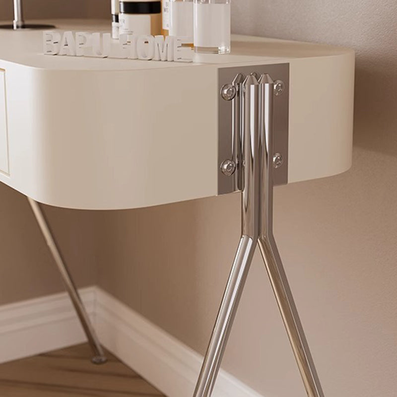 Coiffeuse et tabouret rectangulaires en MDF et acier inoxydable, style moderne minimaliste, à 1 tiroir, pour chambre à coucher 