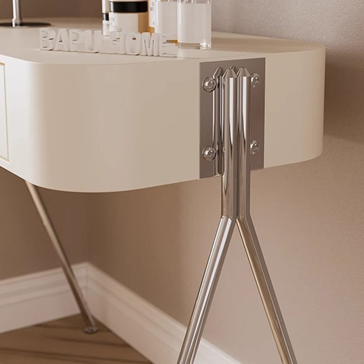 Coiffeuse et tabouret rectangulaires en MDF et acier inoxydable, style moderne minimaliste, à 1 tiroir, pour chambre à coucher 