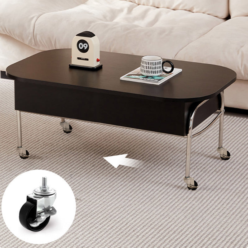 Contemporary Scandinavian MDF Stainless Steel Rectangular Movable Liftable Coffee Table 3-Storage Drawer For Living Room