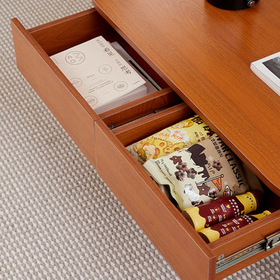 Contemporary Scandinavian MDF Stainless Steel Rectangular Movable Liftable Coffee Table 3-Storage Drawer For Living Room