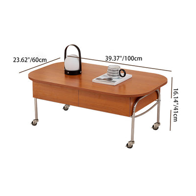 Contemporary Scandinavian MDF Stainless Steel Rectangular Movable Liftable Coffee Table 3-Storage Drawer For Living Room