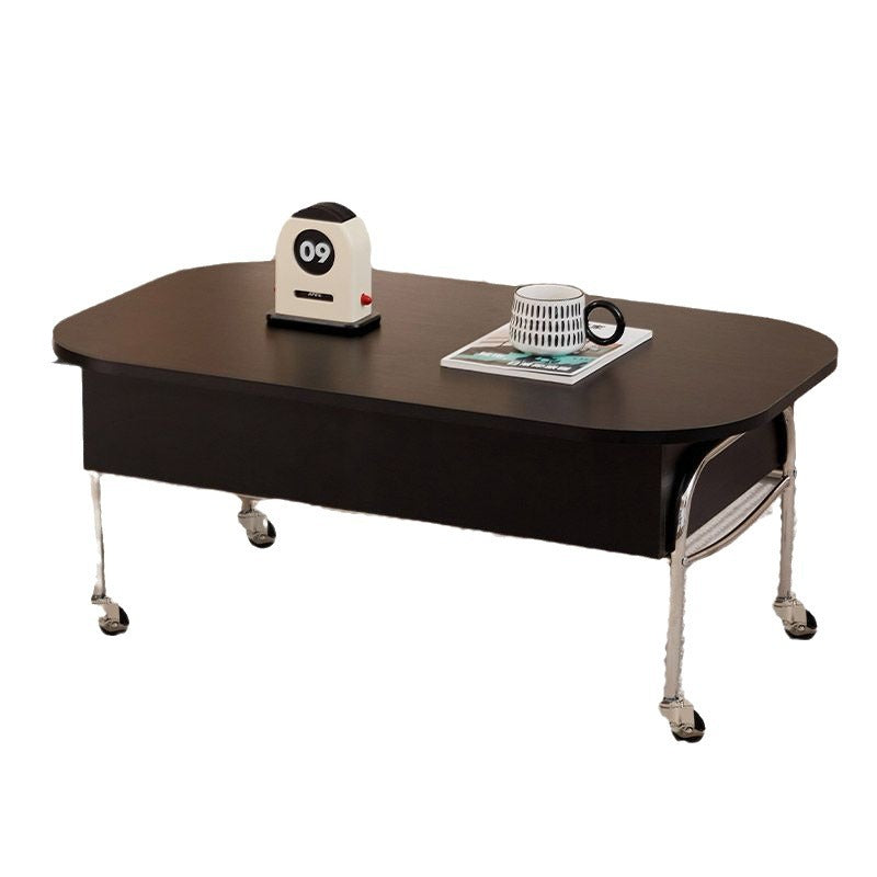 Contemporary Scandinavian MDF Stainless Steel Rectangular Movable Liftable Coffee Table 3-Storage Drawer For Living Room