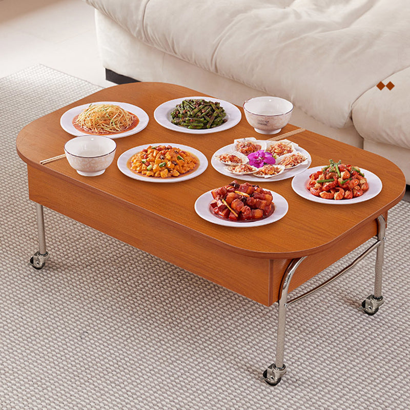 Contemporary Scandinavian MDF Stainless Steel Rectangular Movable Liftable Coffee Table 3-Storage Drawer For Living Room