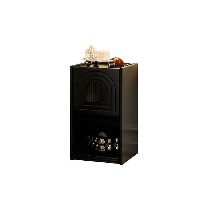 Porte voûtée en bois massif à panneaux en verre rayé traditionnel français Table de nuit carrée 1 tiroir pour chevet 