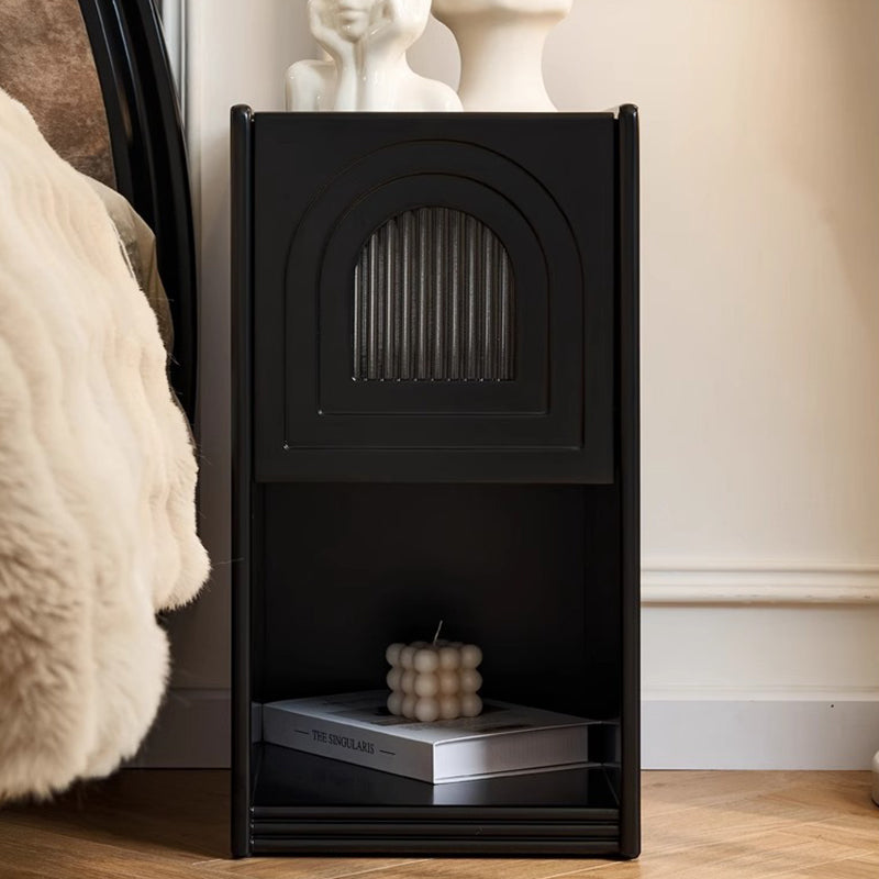 Porte voûtée en bois massif à panneaux en verre rayé traditionnel français Table de nuit carrée 1 tiroir pour chevet 