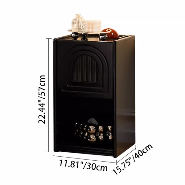 Porte voûtée en bois massif à panneaux en verre rayé traditionnel français Table de nuit carrée 1 tiroir pour chevet 