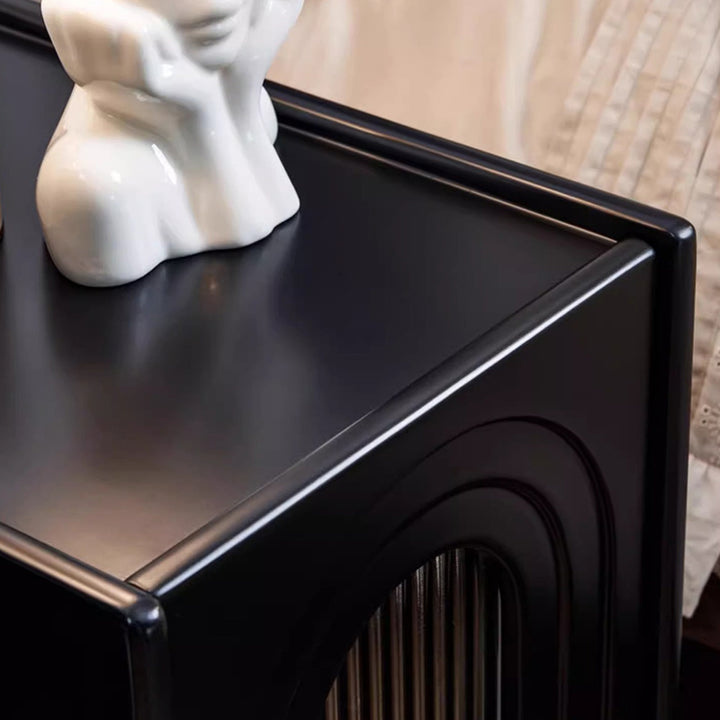 Porte voûtée en bois massif à panneaux en verre rayé traditionnel français Table de nuit carrée 1 tiroir pour chevet 