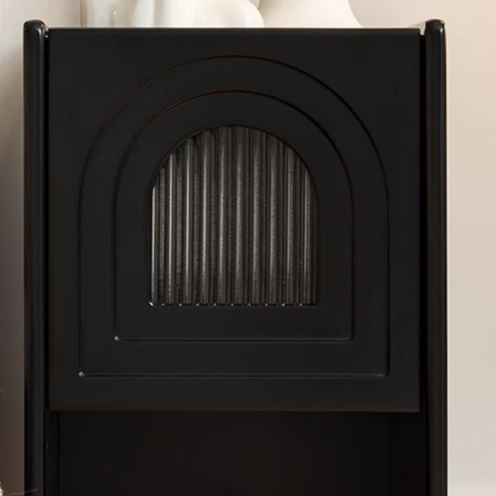 Porte voûtée en bois massif à panneaux en verre rayé traditionnel français Table de nuit carrée 1 tiroir pour chevet 