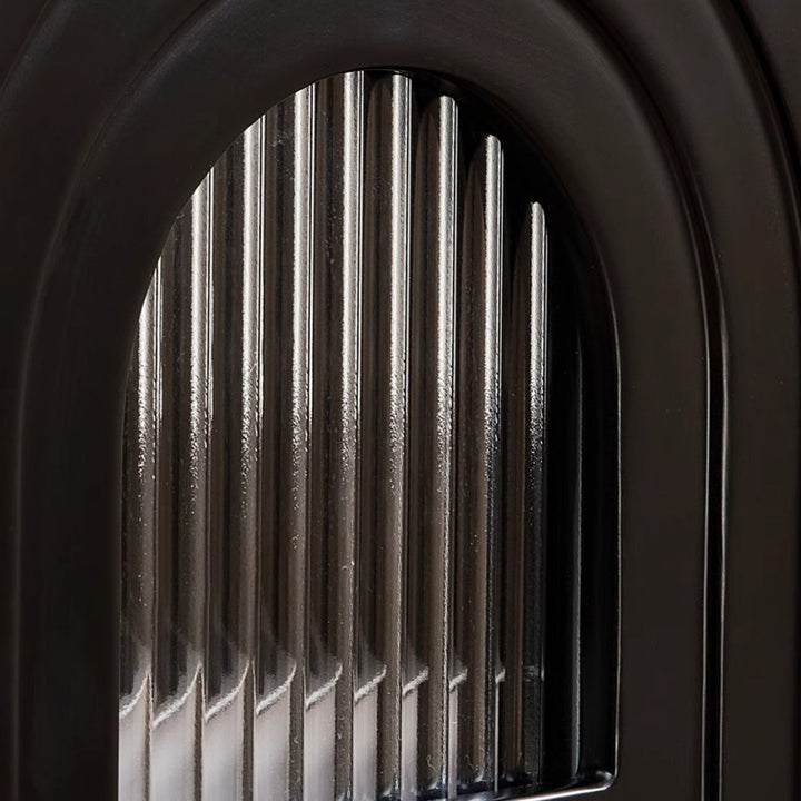 Porte voûtée en bois massif à panneaux en verre rayé traditionnel français Table de nuit carrée 1 tiroir pour chevet 