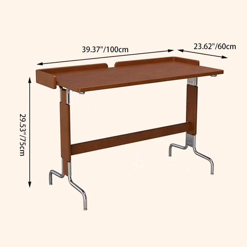 Contemporary Retro Solid Wood Stainless Steel Rectangular Desks 1-Tier For Home Office