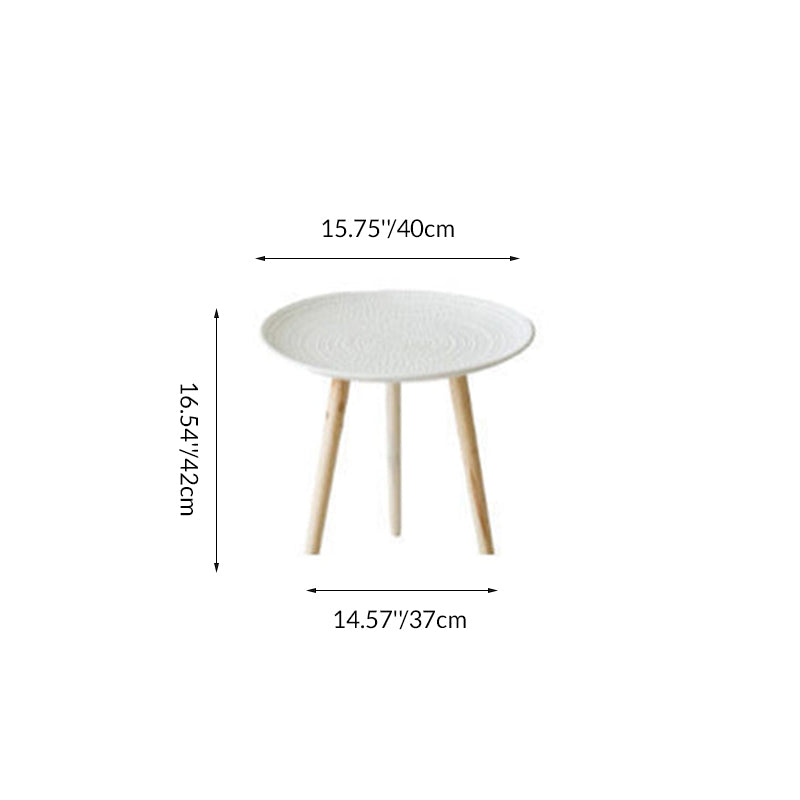 Contemporary Nordic MDF Pine Wood Round Sun Flower Shell Pattern Cement Bead Coffee Table 1-Tray For Living Room