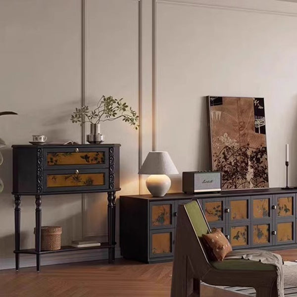 Table d'appoint trapézoïdale en bois de frêne traditionnel français avec 2 armoires pour l'entrée 
