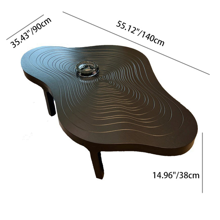 Table basse contemporaine en bois massif scandinave avec anneau de croissance en forme de nuage irrégulier pour salon 