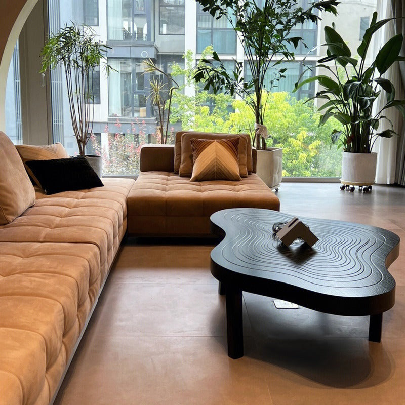 Contemporary Scandinavian Solid Wood Irregular Cloud Growth Ring Coffee Table For Living Room