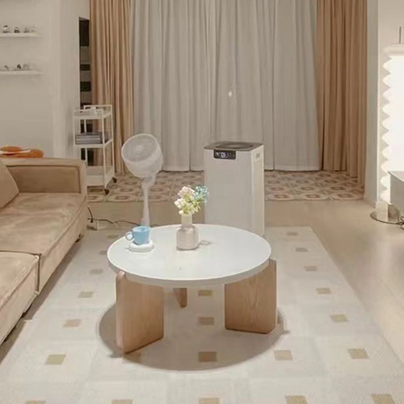 Contemporary Nordic Wood Terrazzo Round Coffee Table Combination For Living Room