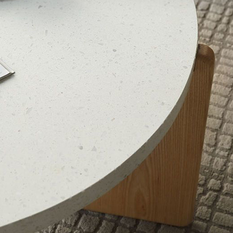 Contemporary Nordic Wood Terrazzo Round Coffee Table Combination For Living Room