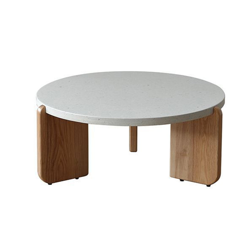Contemporary Nordic Wood Terrazzo Round Coffee Table Combination For Living Room