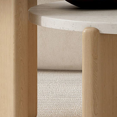 Contemporary Nordic Wood Terrazzo Round Coffee Table Combination For Living Room