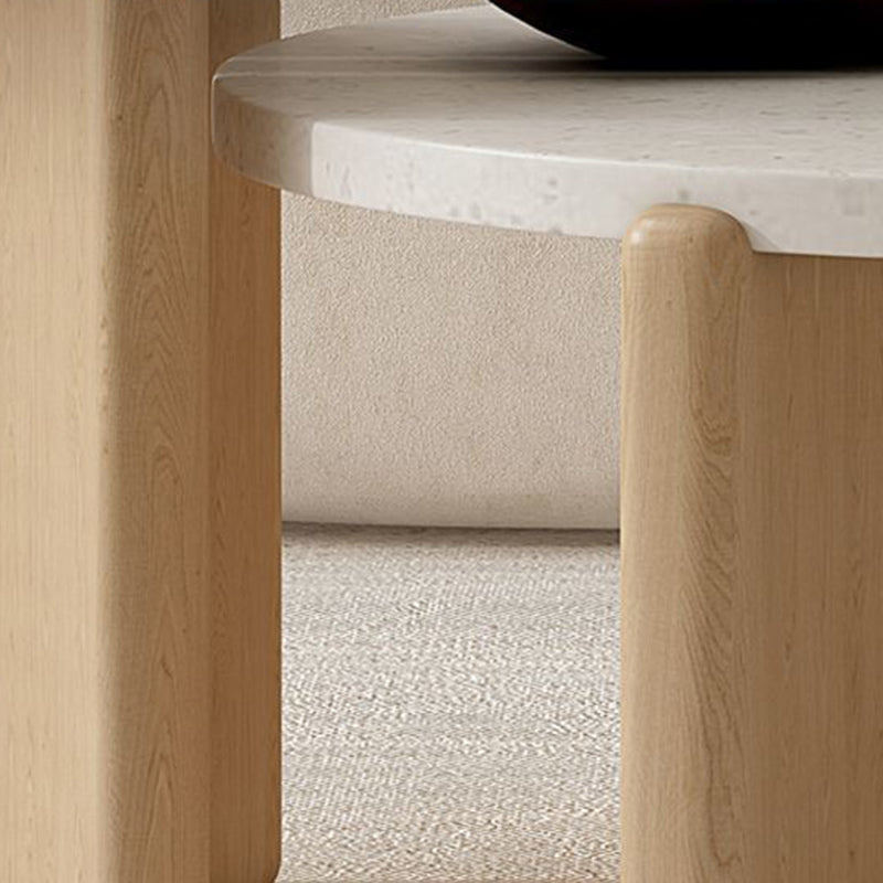 Contemporary Nordic Wood Terrazzo Round Coffee Table Combination For Living Room