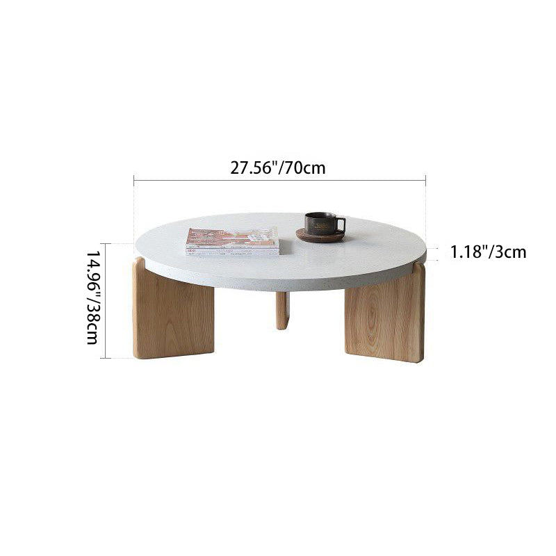 Contemporary Nordic Wood Terrazzo Round Coffee Table Combination For Living Room