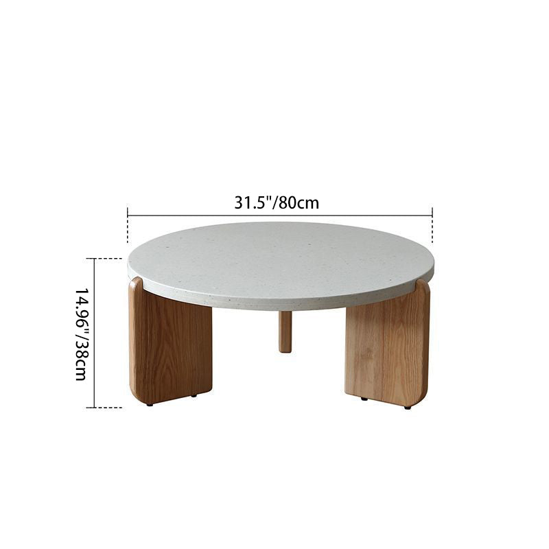 Contemporary Nordic Wood Terrazzo Round Coffee Table Combination For Living Room