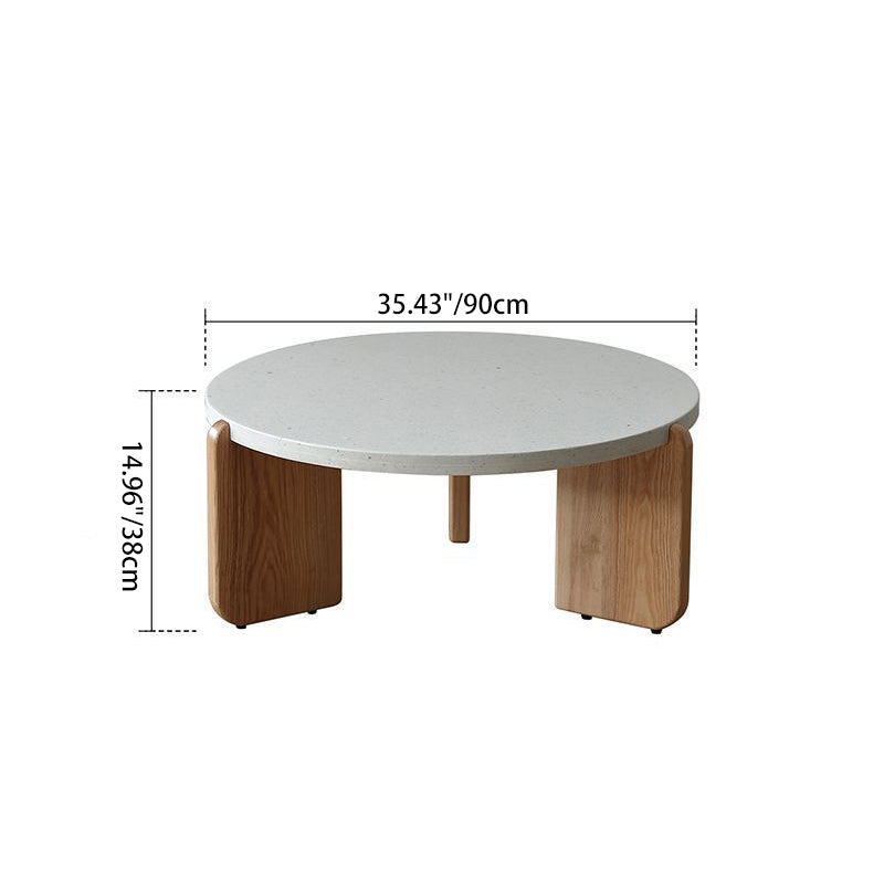 Contemporary Nordic Wood Terrazzo Round Coffee Table Combination For Living Room