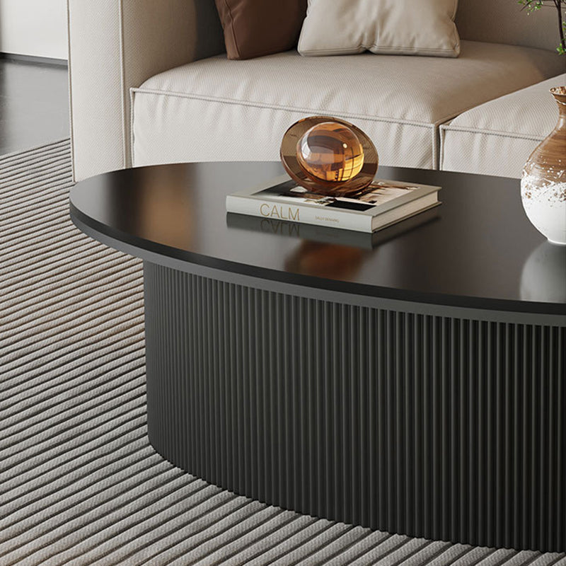 Contemporary Scandinavian Slab Iron Oval Round Striped Coffee Table Set For Living Room