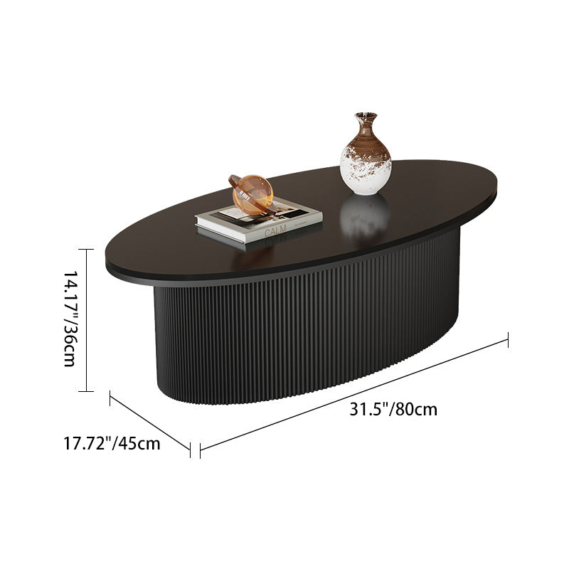 Contemporary Scandinavian Slab Iron Oval Round Striped Coffee Table Set For Living Room