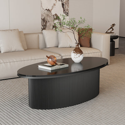Contemporary Scandinavian Slab Iron Oval Round Striped Coffee Table Set For Living Room