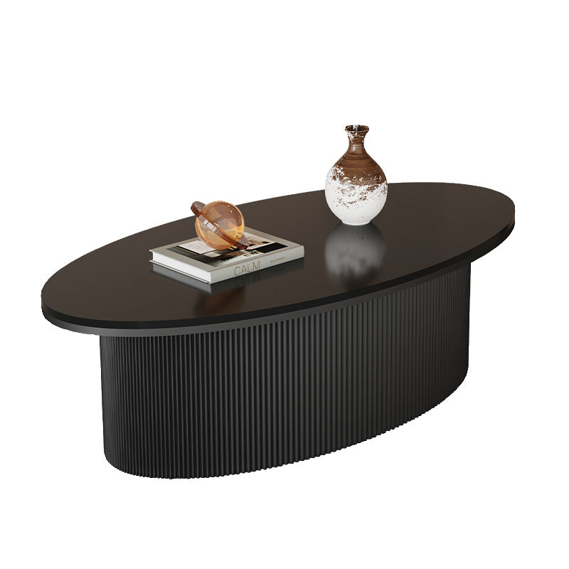 Contemporary Scandinavian Slab Iron Oval Round Striped Coffee Table Set For Living Room