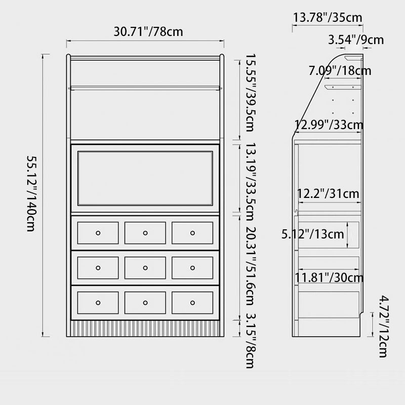 Traditional French Handmade Muslin Wood Rectangular Side Table 3-Drawer Cabinet For Living Room