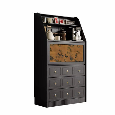 Traditional French Handmade Muslin Wood Rectangular Side Table 3-Drawer Cabinet For Living Room