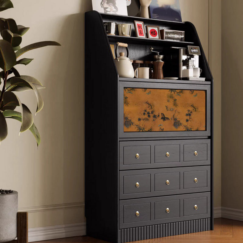 Traditional French Handmade Muslin Wood Rectangular Side Table 3-Drawer Cabinet For Living Room