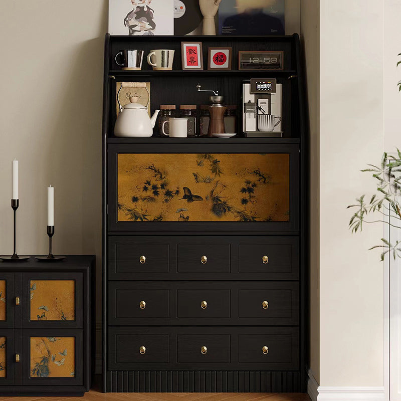 Traditional French Handmade Muslin Wood Rectangular Side Table 3-Drawer Cabinet For Living Room