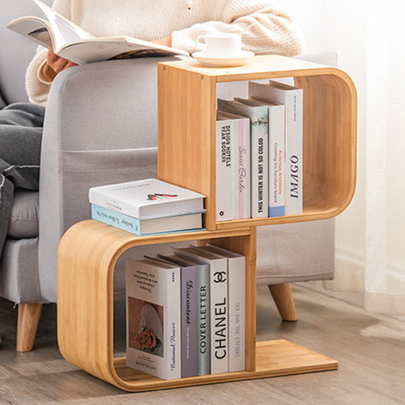 Modern Simplicity Bamboo Curved S-Shaped Square Bookshelves 2/3/4/5 Tiers For Living Room
