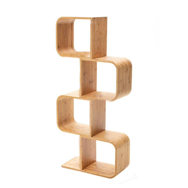 Étagères carrées en forme de S incurvées en bambou de simplicité moderne 2/3/4/5 niveaux pour le salon 