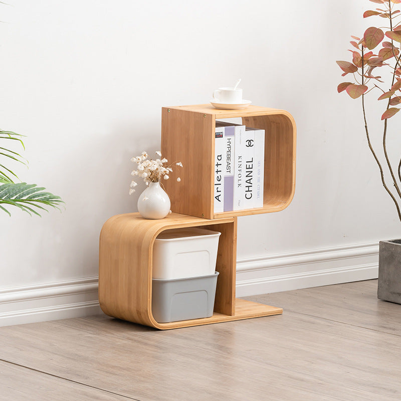 Modern Simplicity Bamboo Curved S-Shaped Square Bookshelves 2/3/4/5 Tiers For Living Room