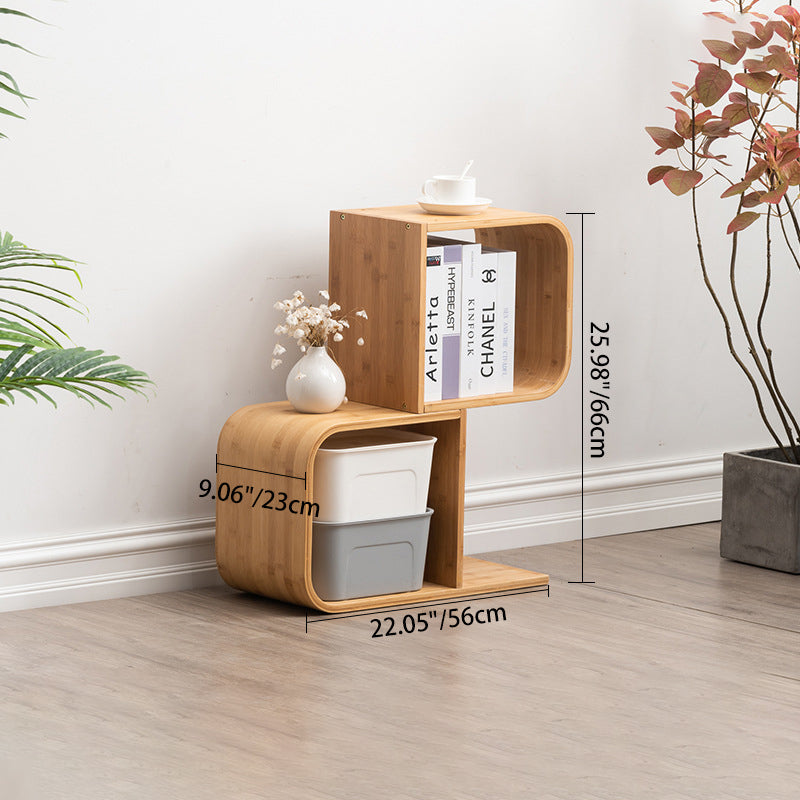 Modern Simplicity Bamboo Curved S-Shaped Square Bookshelves 2/3/4/5 Tiers For Living Room