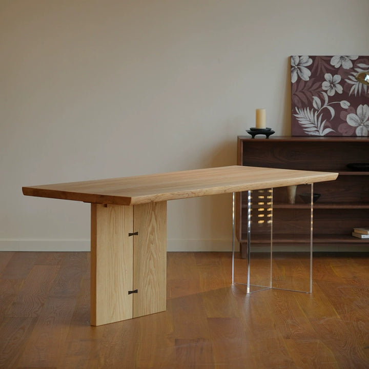 Table à manger rectangulaire contemporaine en bois de frêne nordique, bois de pin et acrylique pour 2/4 places 
