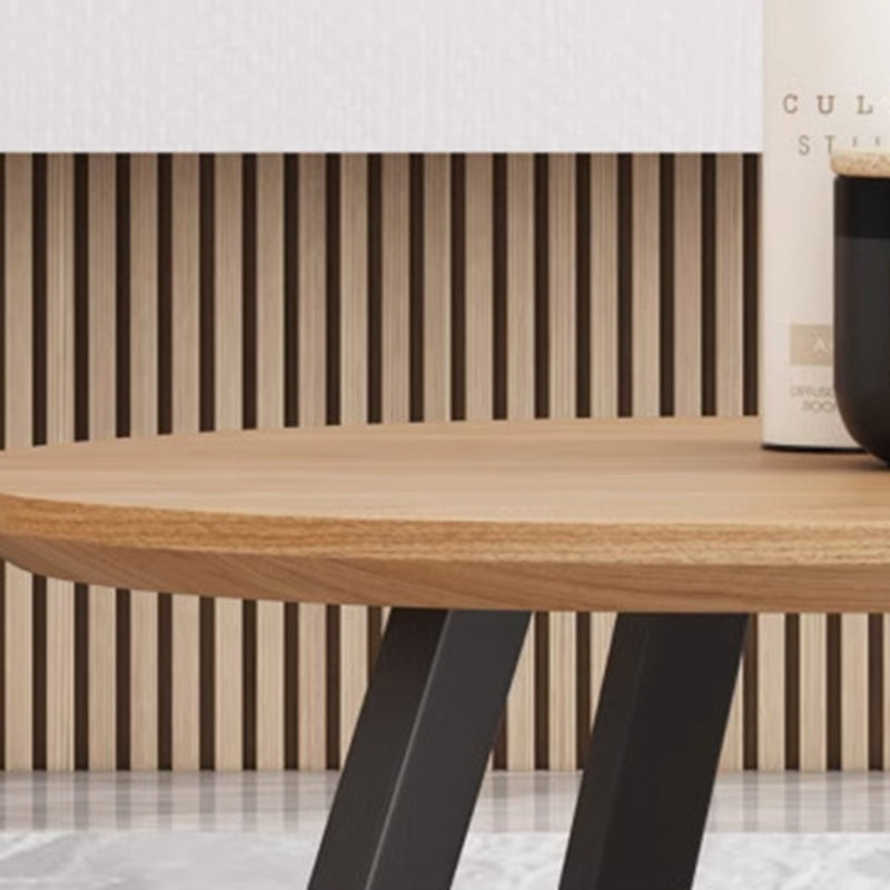 Zeitgenössischer nordischer Holz-Eisen-Oval-Dreieck-Bein-Couchtisch 1-Tablett für Wohnzimmer 