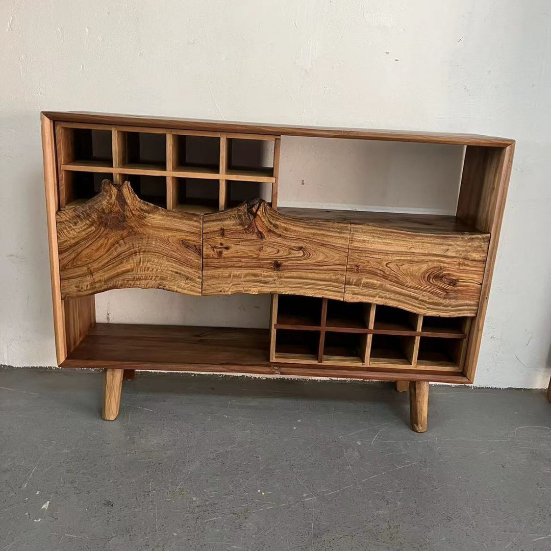 Traditional Vintage Camphor Wood Rectangular Console Table Shelf 2-Tier Drawer For Entryway