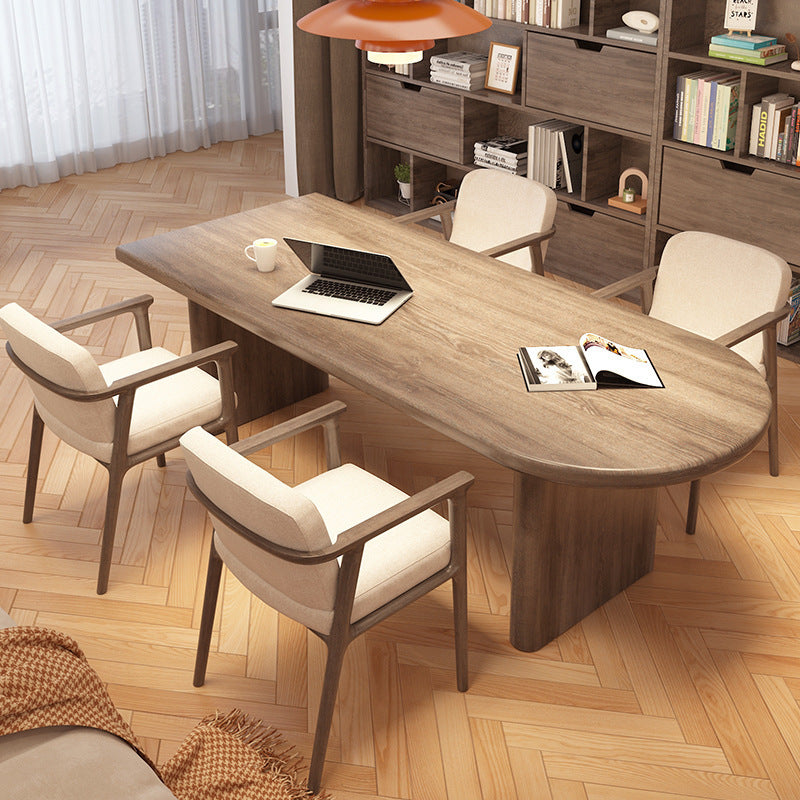 Contemporary Scandinavian Pine Wood Ash Wood Oval Dining Table For 4 Seats