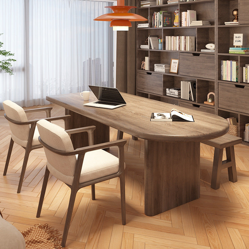 Contemporary Scandinavian Pine Wood Ash Wood Oval Dining Table For 4 Seats