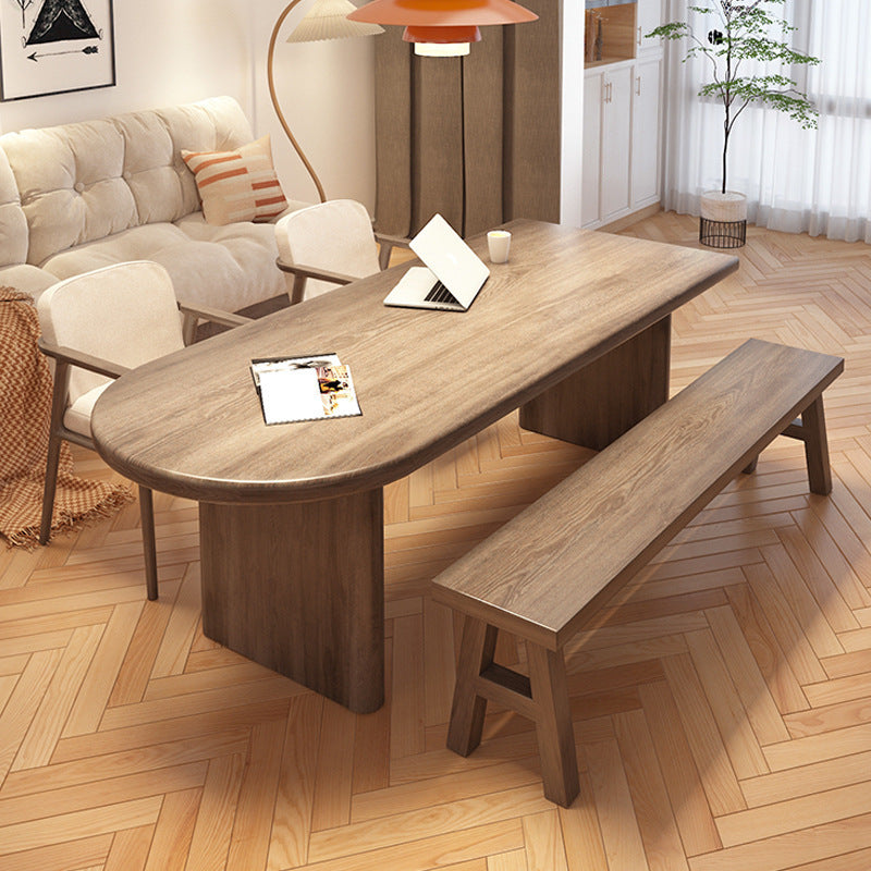 Contemporary Scandinavian Pine Wood Ash Wood Oval Dining Table For 4 Seats