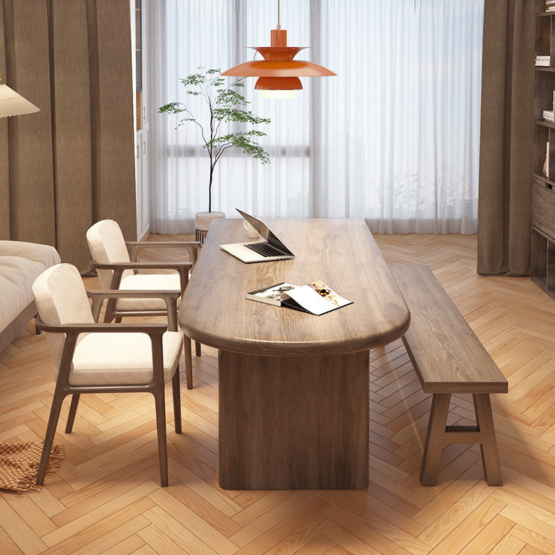 Contemporary Scandinavian Pine Wood Ash Wood Oval Dining Table For 4 Seats