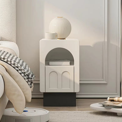 Contemporary Nordic Fiberboard Square Arched Door Nightstand 1-Drawer Cabinet For Bedside
