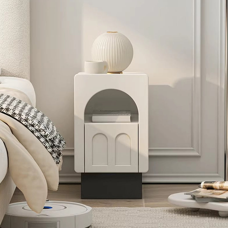 Contemporary Nordic Fiberboard Square Arched Door Nightstand 1-Drawer Cabinet For Bedside